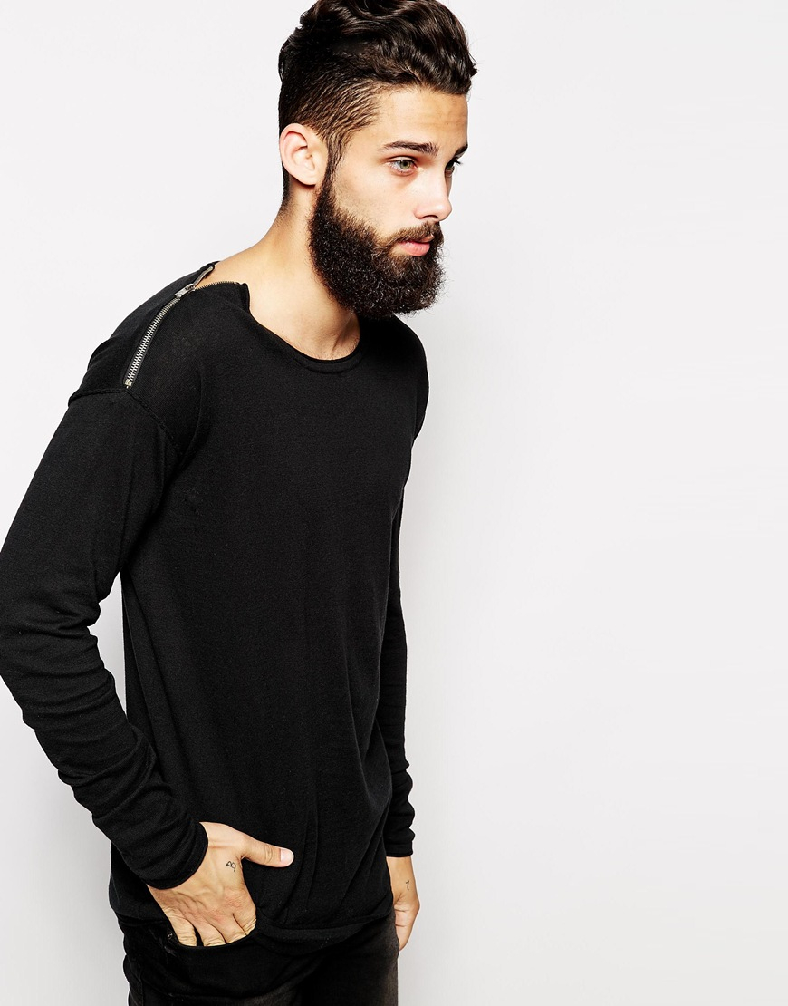 sweater with zipper on shoulder