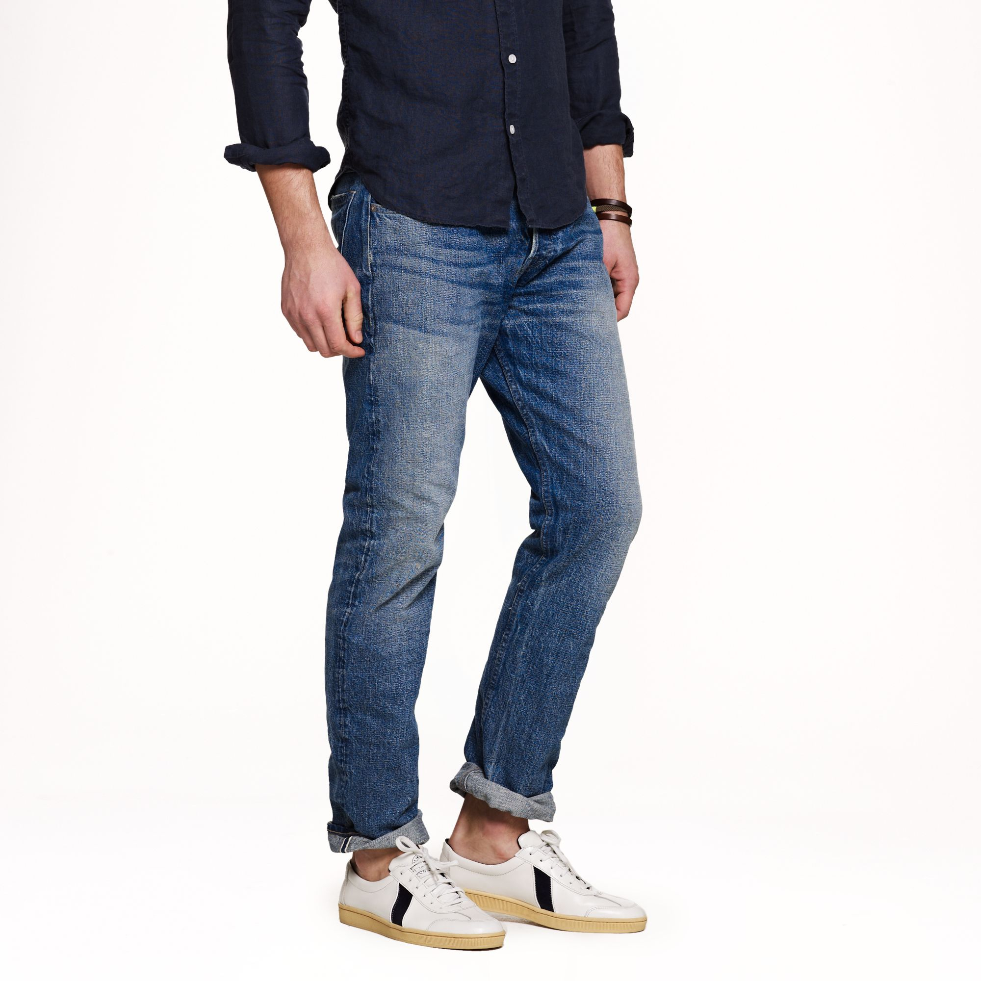 J Crew Wallace Barnes Slim Selvedge Jean In Indigo Fade In Blue