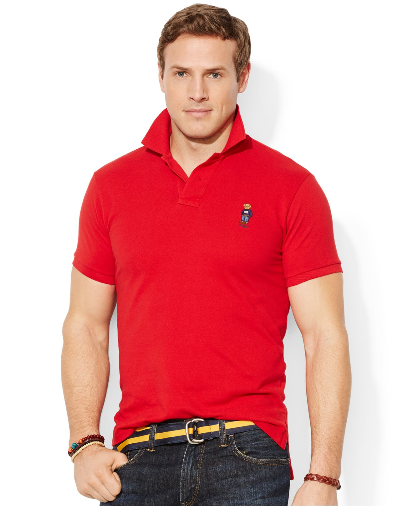 Polo Ralph Lauren Big And Tall Classic-Fit Polo Bear Mesh Shirt in Red ...