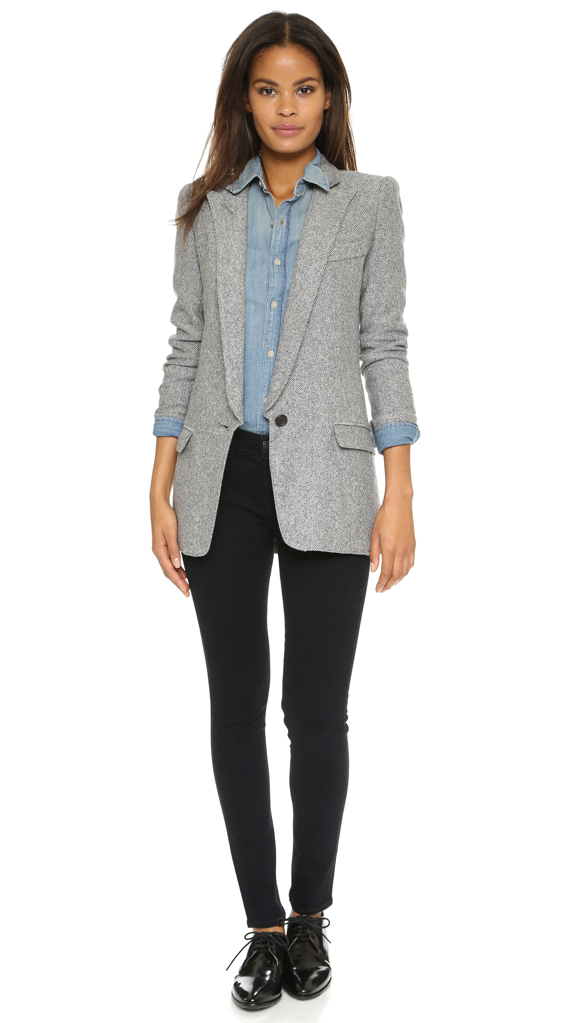 Long grey blazer womens Clearance