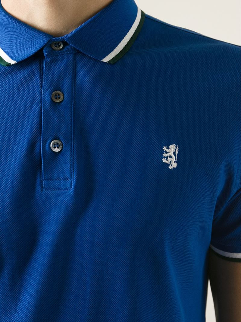 Pringle of Scotland Logo Embroidered Polo Shirt in Blue for Men - Lyst