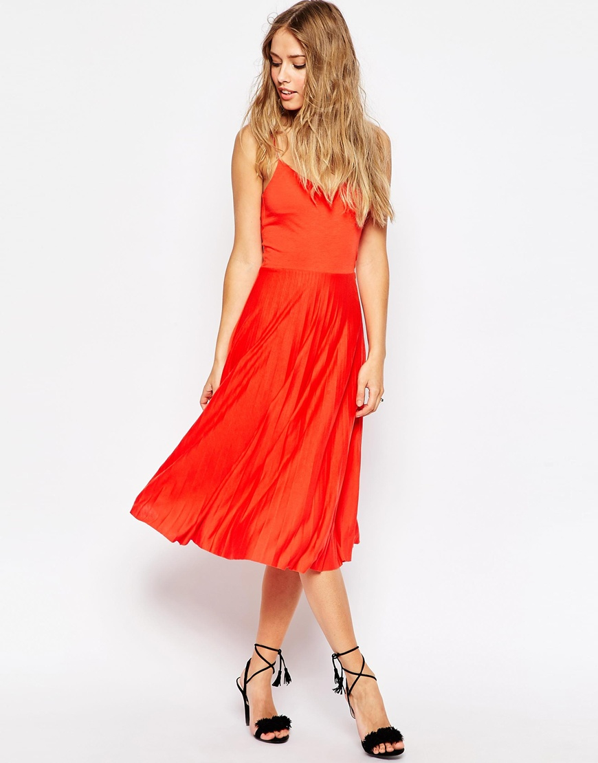 cami pleated midi dress