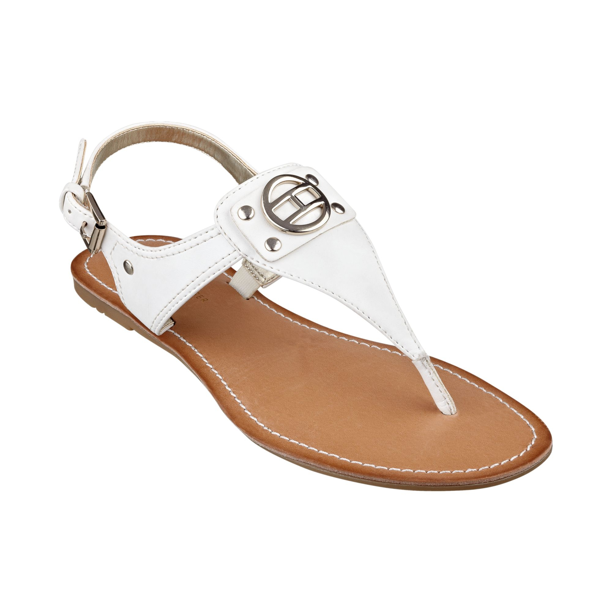 tommy hilfiger white flat sandals