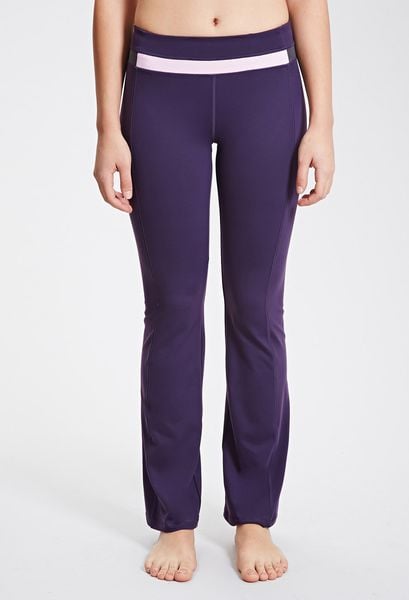 Forever 21 Fit & Flare Yoga Pants in Purple (Eggplant/grey)