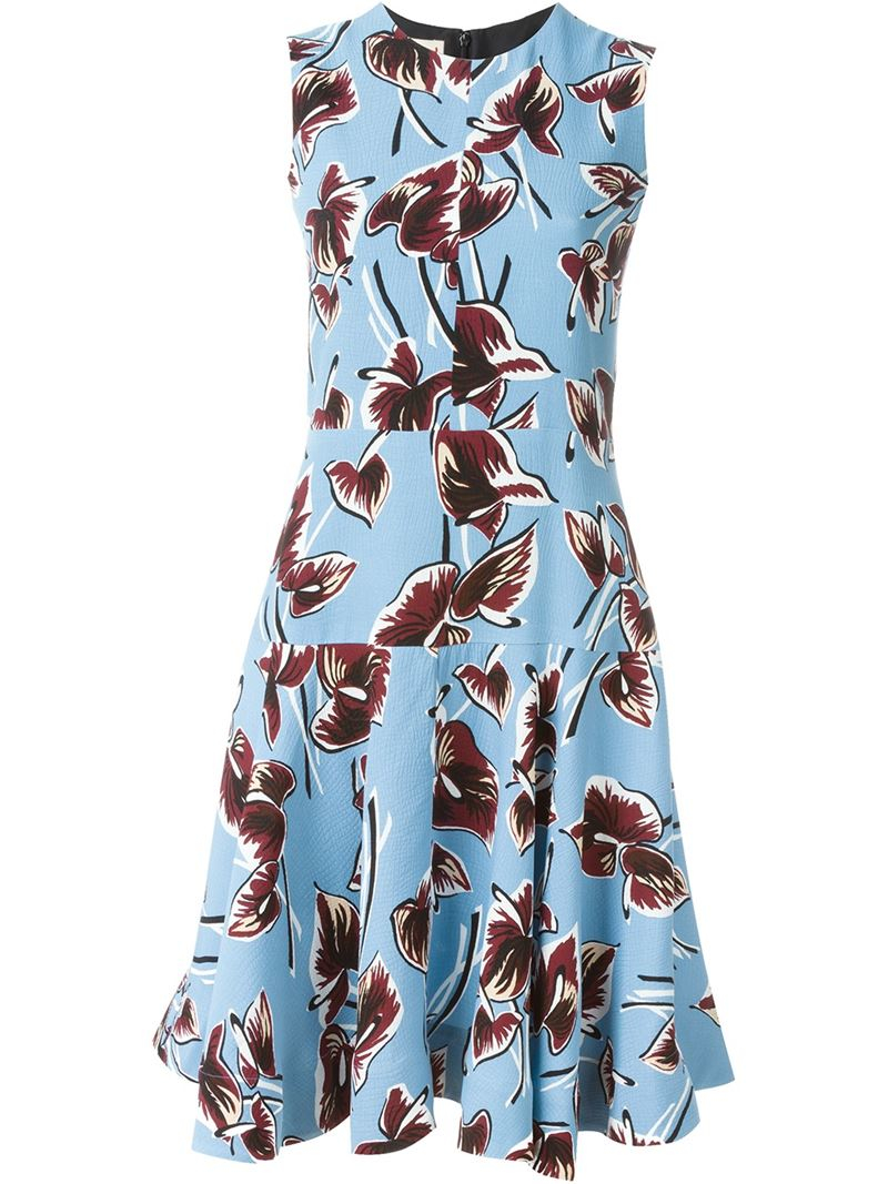 Marni 'amlapura' Print Dress in Blue | Lyst