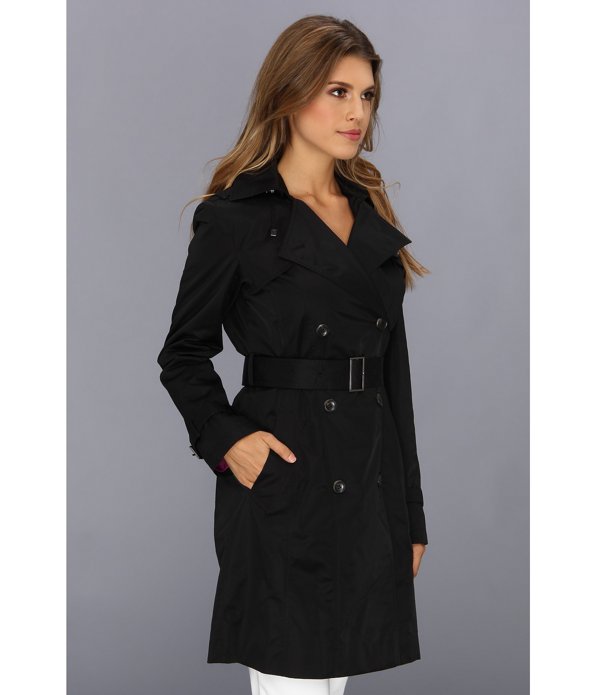 Cole Haan Womens Double Breasted Trench
