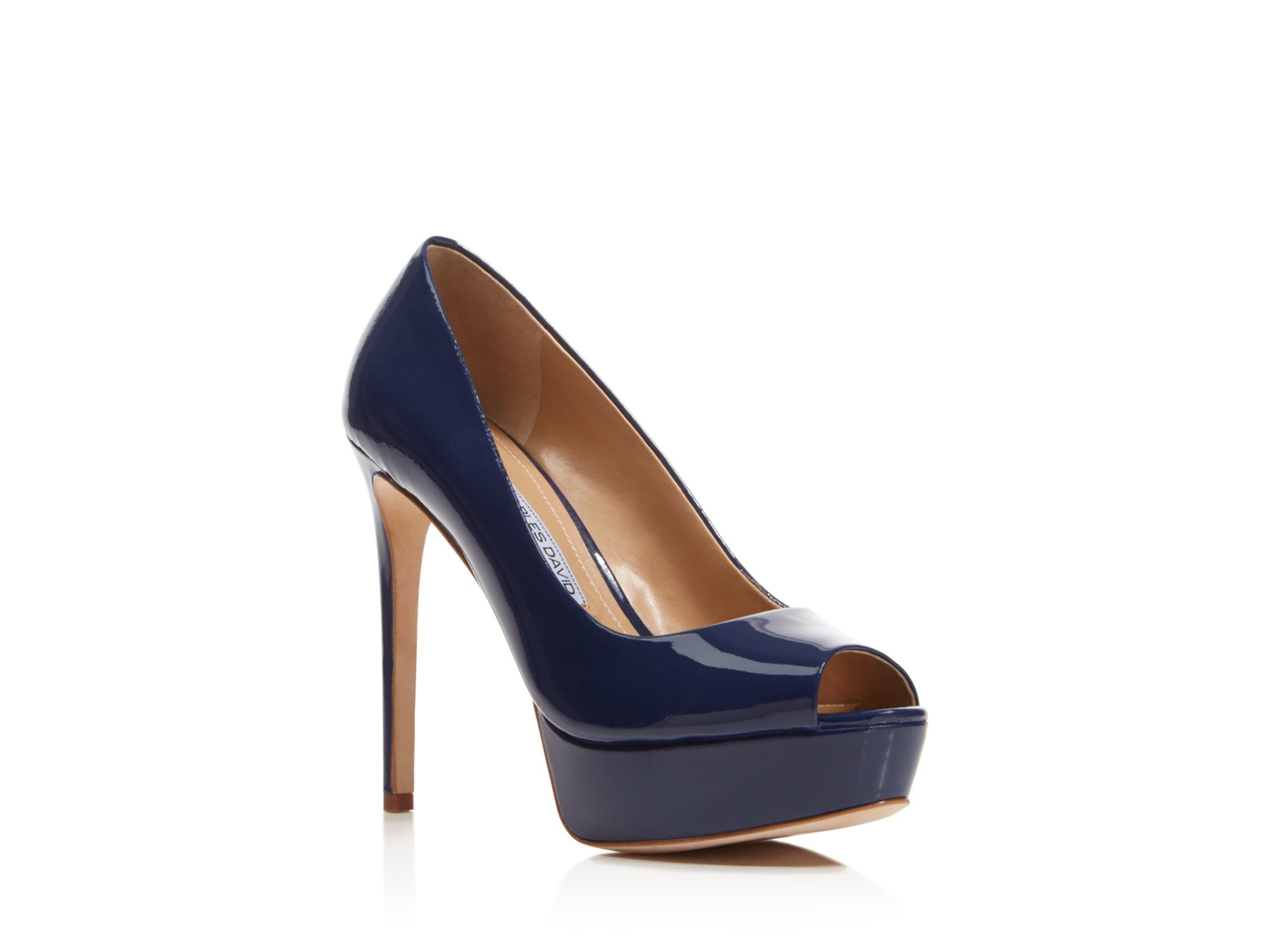 navy open toe pumps
