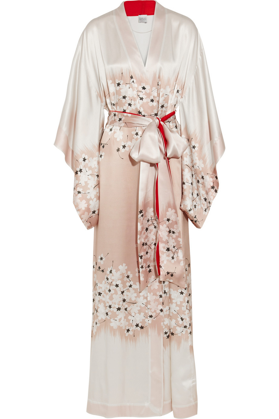 Carine Gilson Sakura Floral-print Silk-satin Kimono Robe in White ...