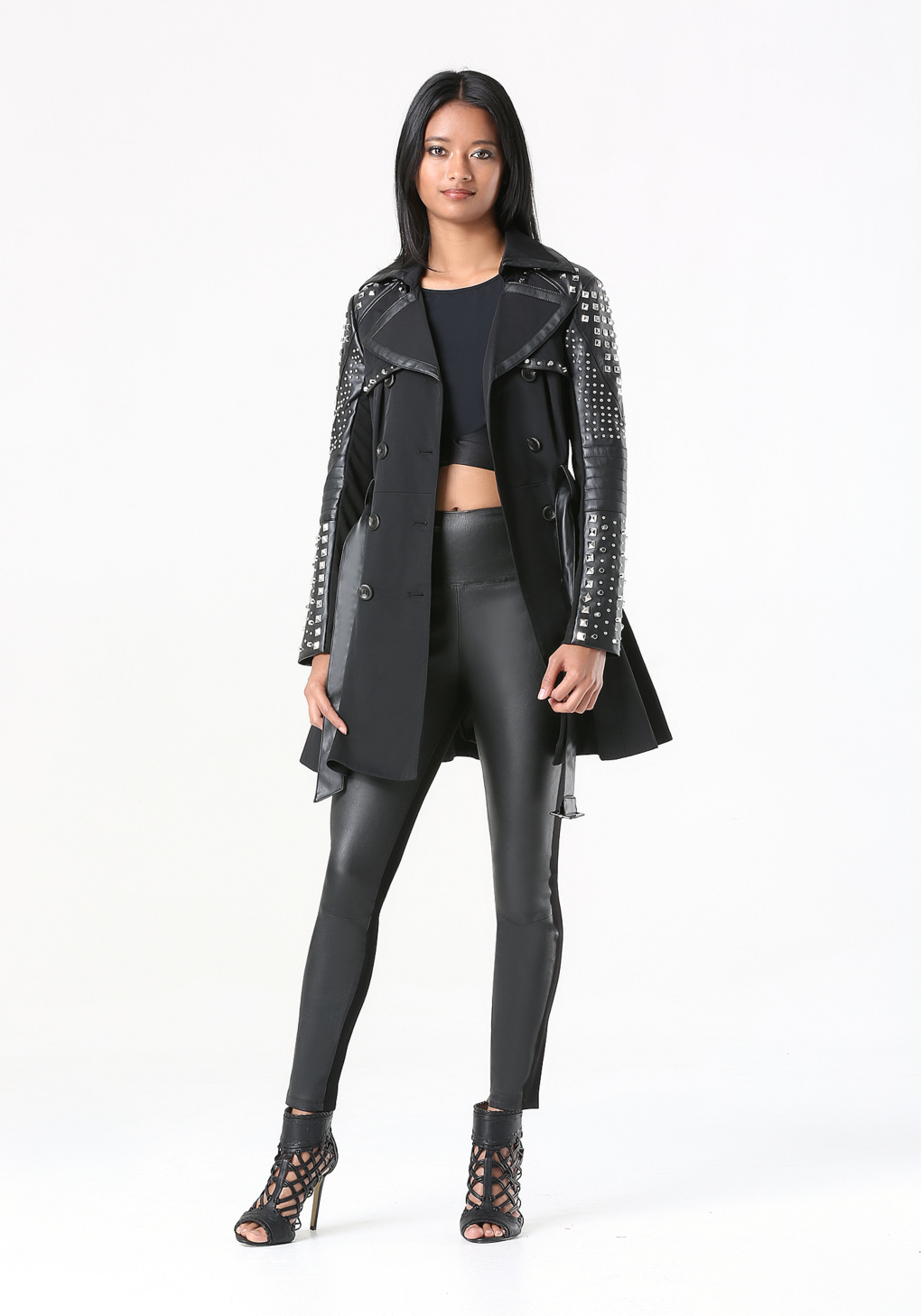 bebe black trench coat