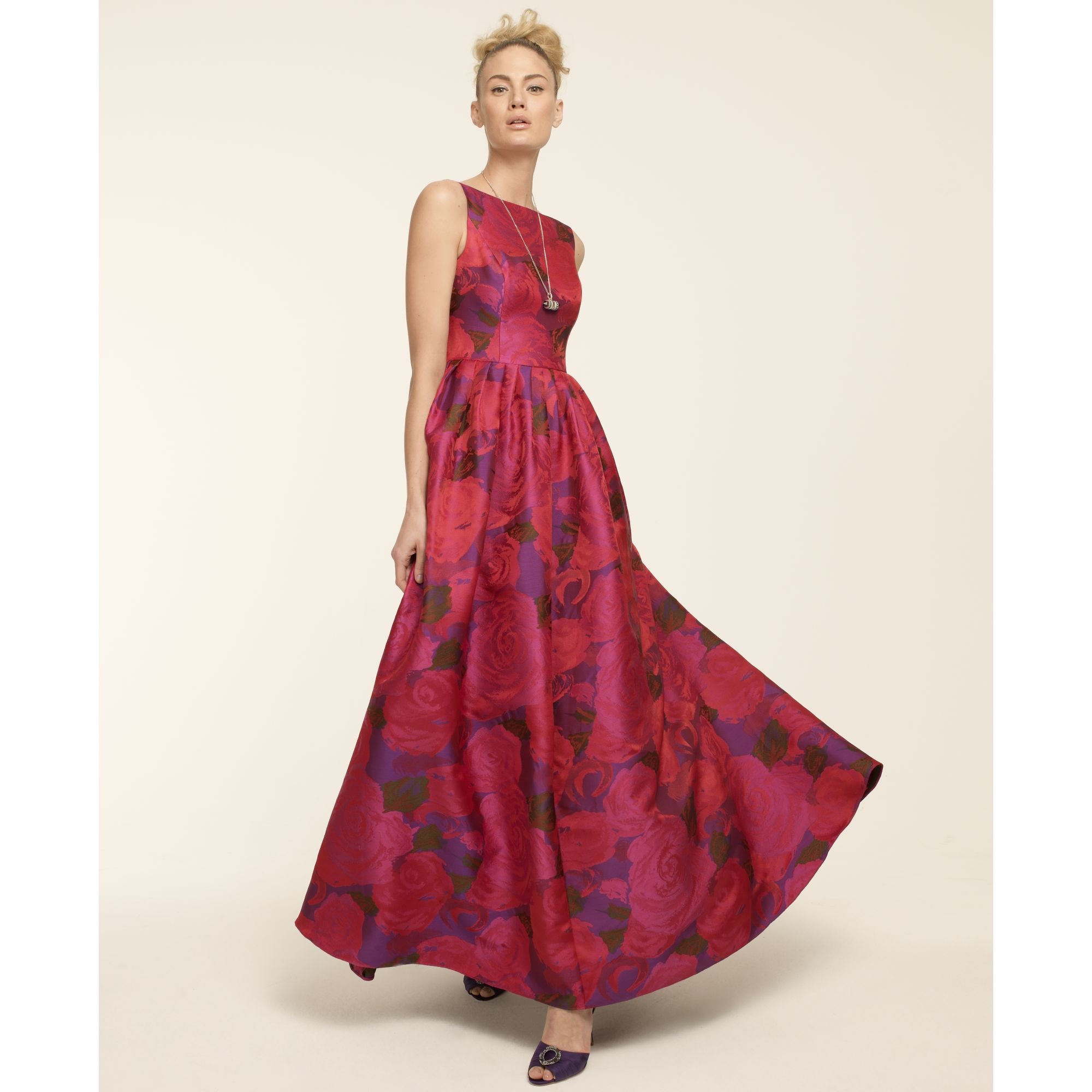 Adrianna Papell Sleeveless Floralprint Ball Gown in Magenta (Red) - Lyst