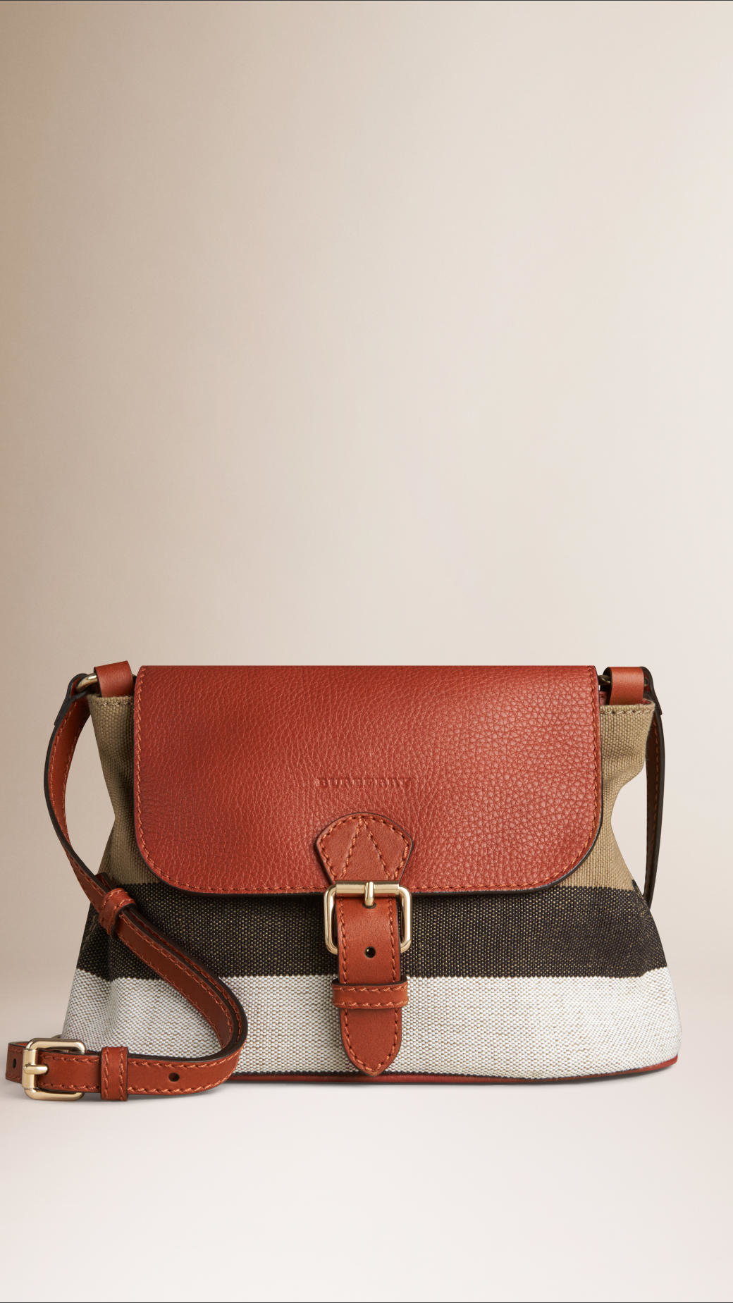 small canvas check and leather crossbody bag