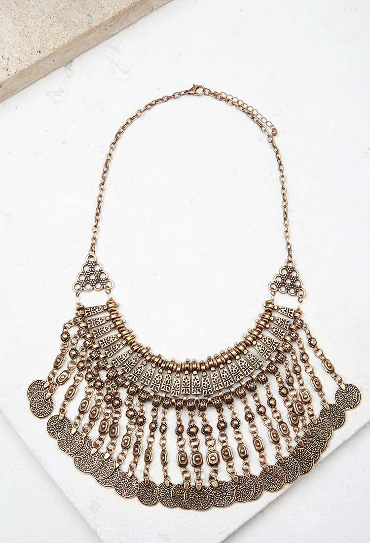 gold coin statement necklace