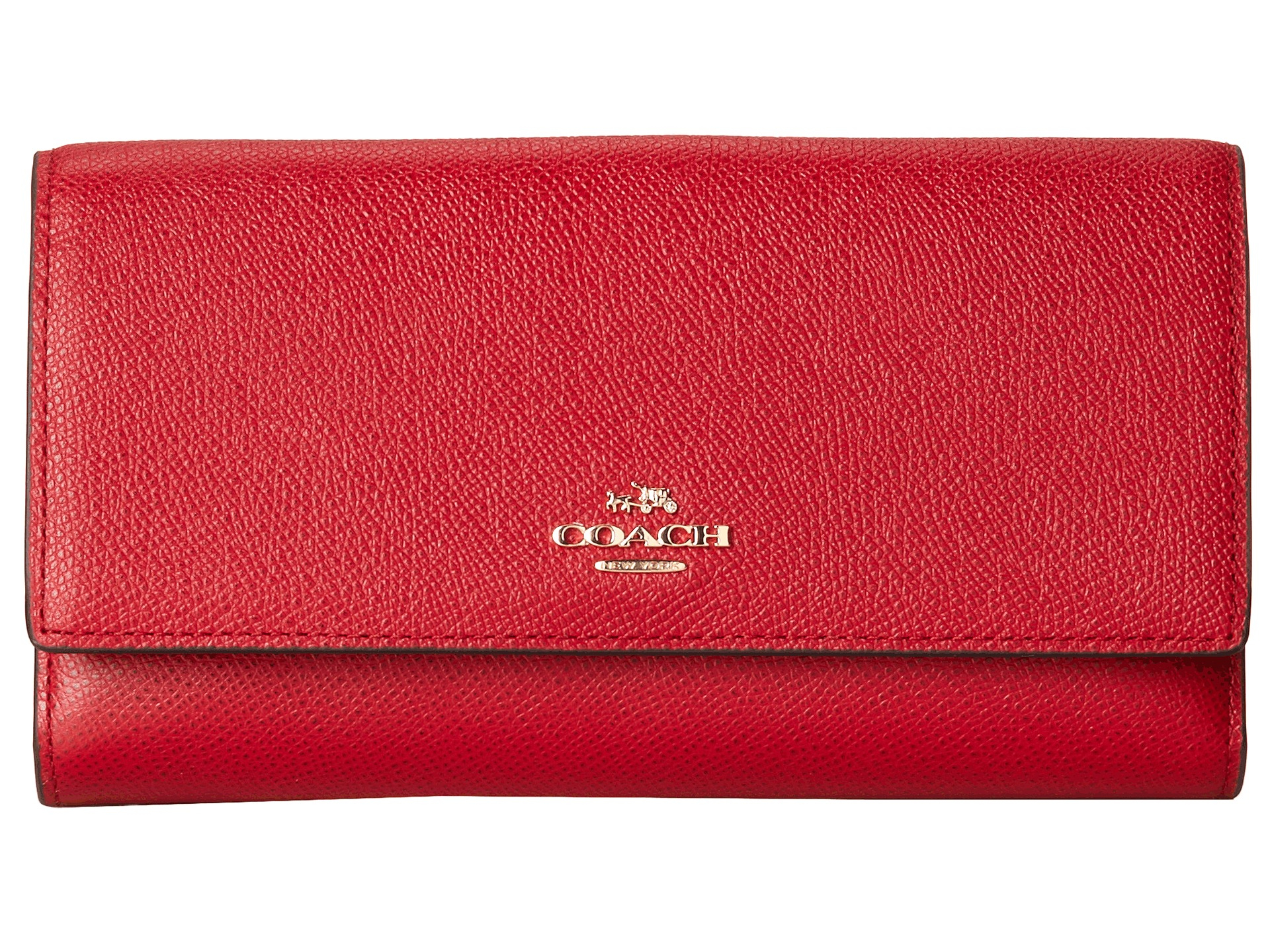 COACH Embossed Txtrd Leather Checkbook Wallet in Red | Lyst