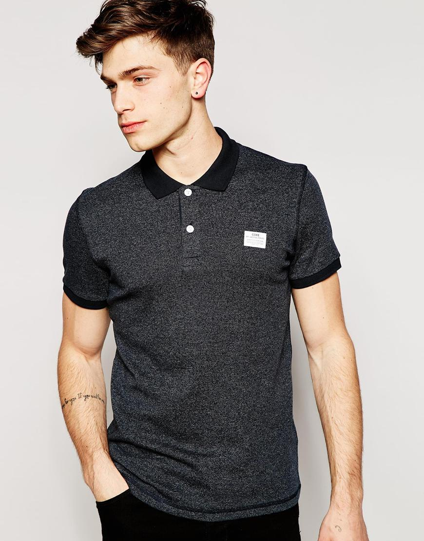 Jack & jones Polo Shirt With Contrast Collar in Gray for Men (Charcoal ...