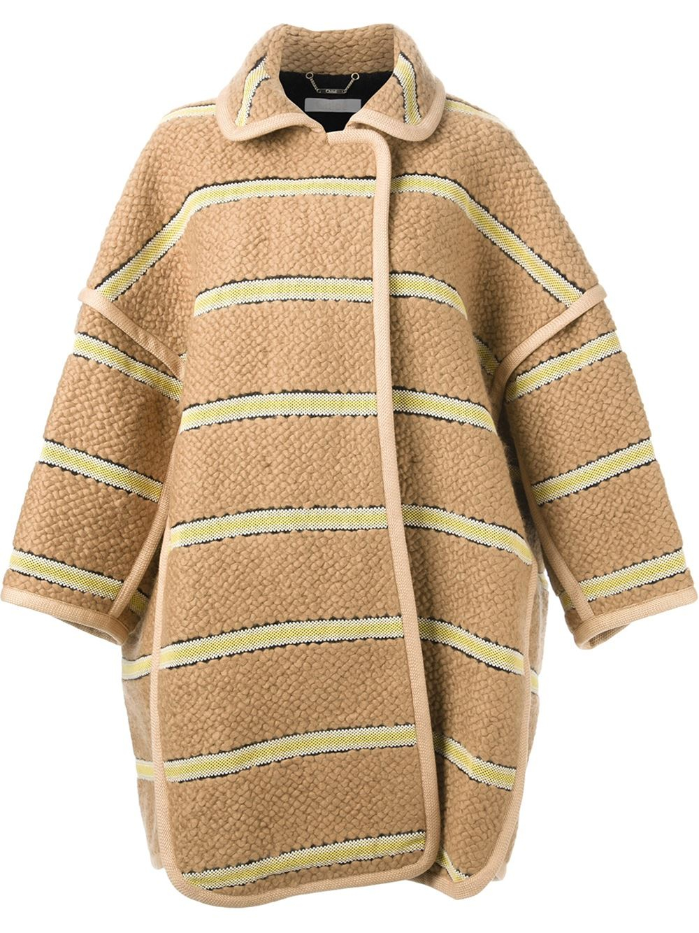 Lyst - Chloé Striped Oversized Coat in Natural