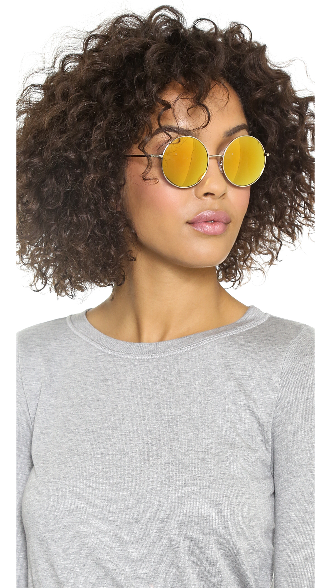 Matthew Williamson Round Mirrored Sunglasses Blue Revo in Neon Yellow ( Yellow) - Lyst