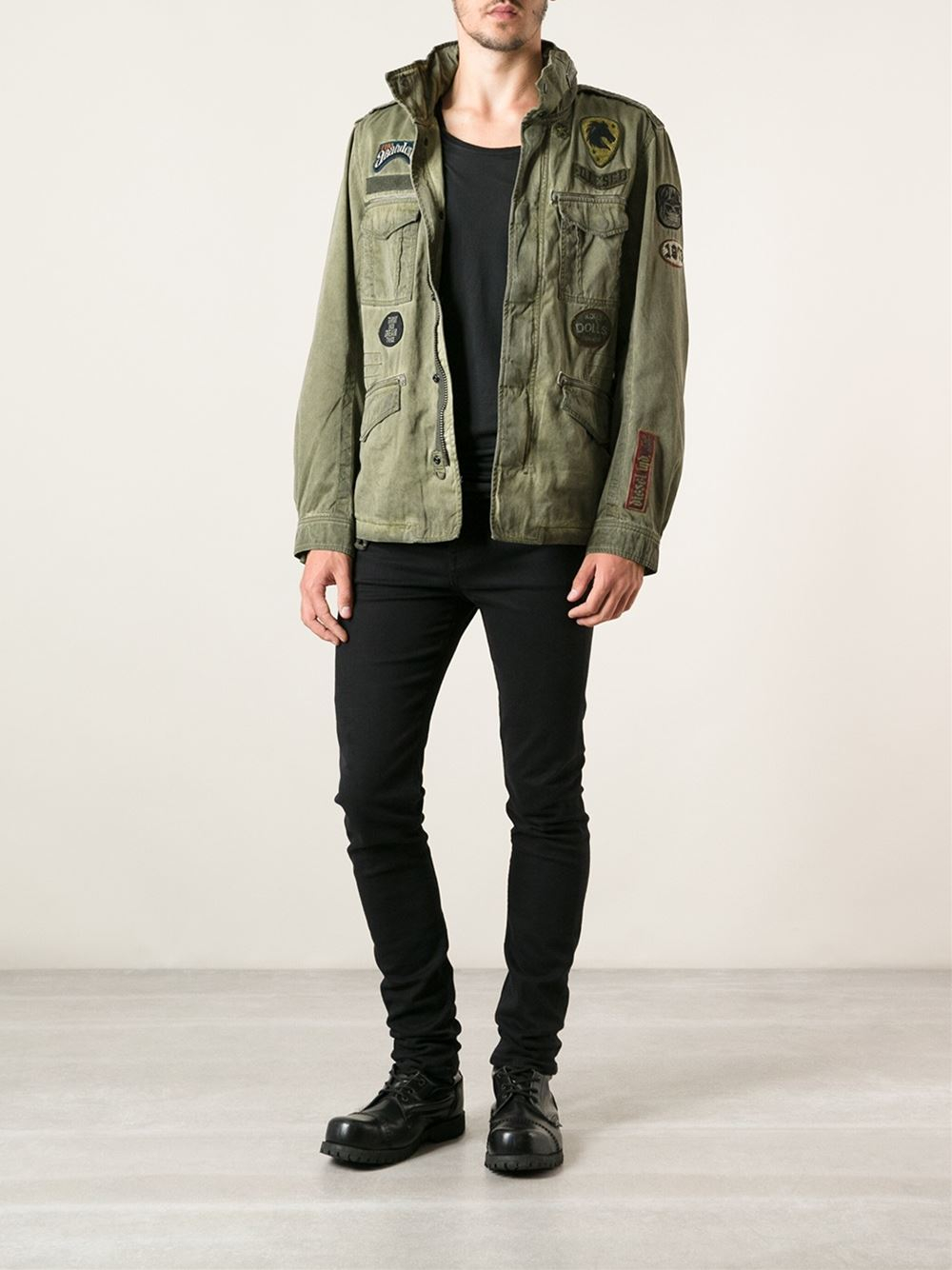 DIESEL Military Applique Jacket in Green for Men Lyst