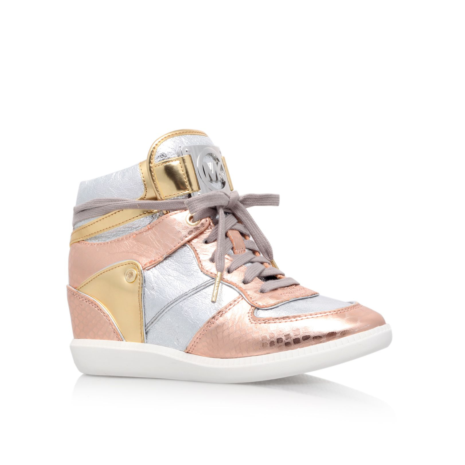 gold and gold trainers