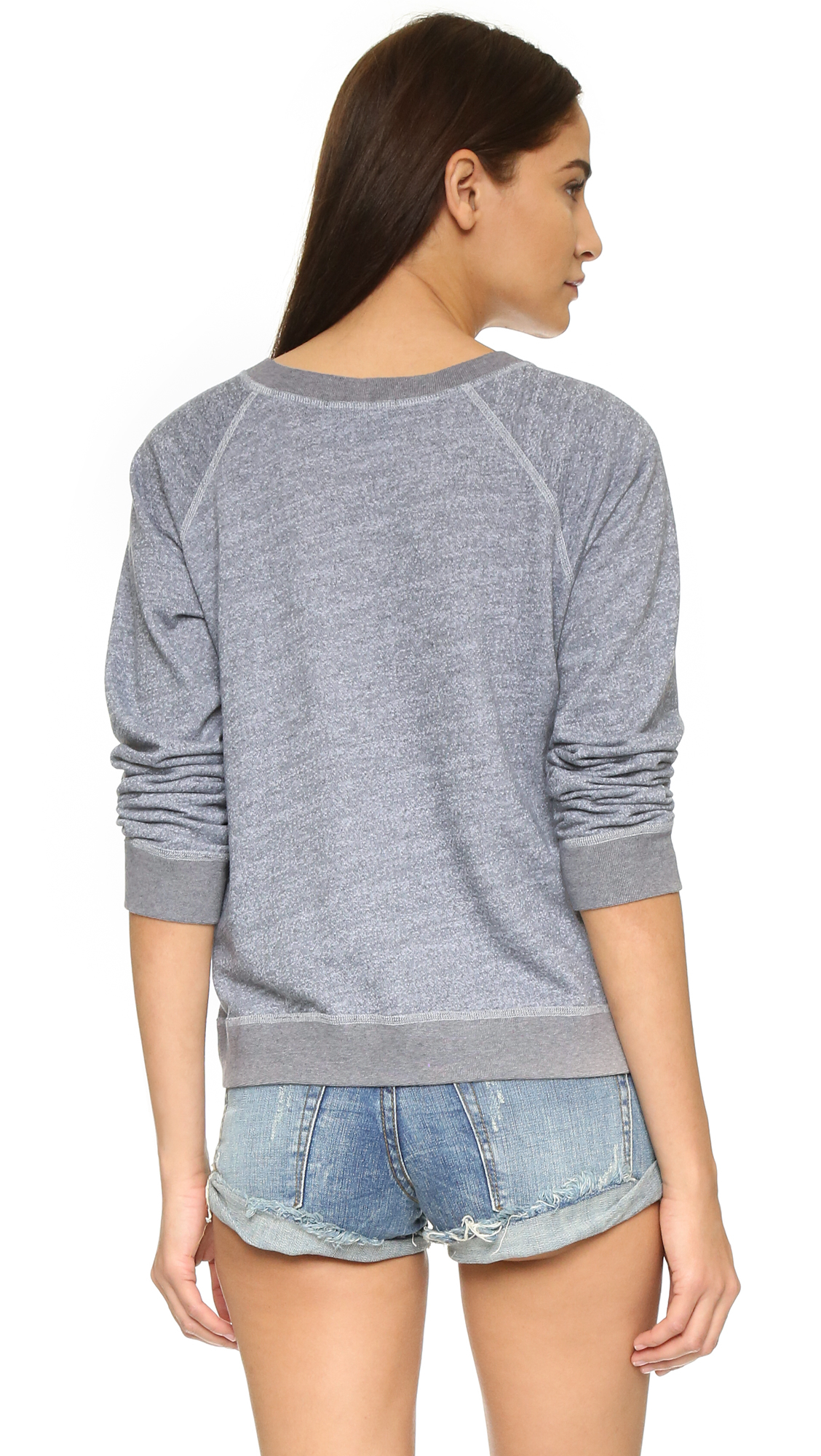Monrow Synthetic Raglan Sweatshirt in Heather Grey (Grey) - Lyst