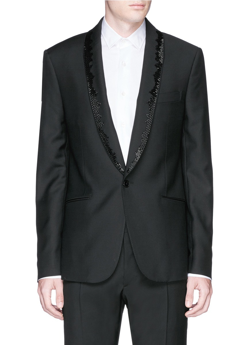 Download Alexander McQueen Beaded Shawl Lapel Wool-mohair Blazer in ...