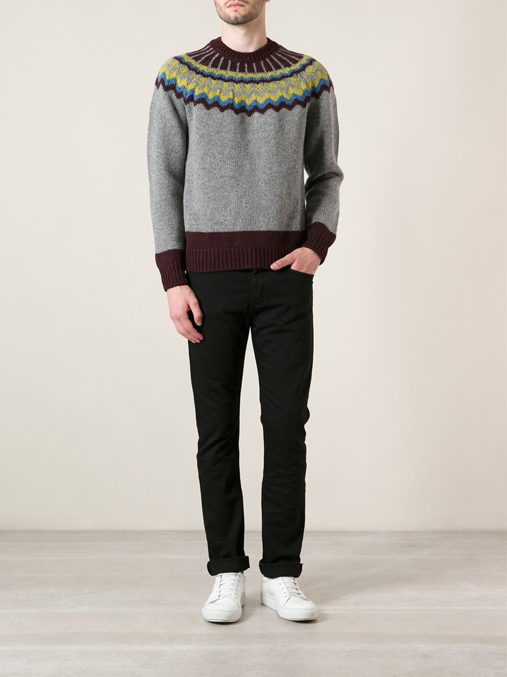 Lyst - Valentino Patterned Sweater in Gray for Men