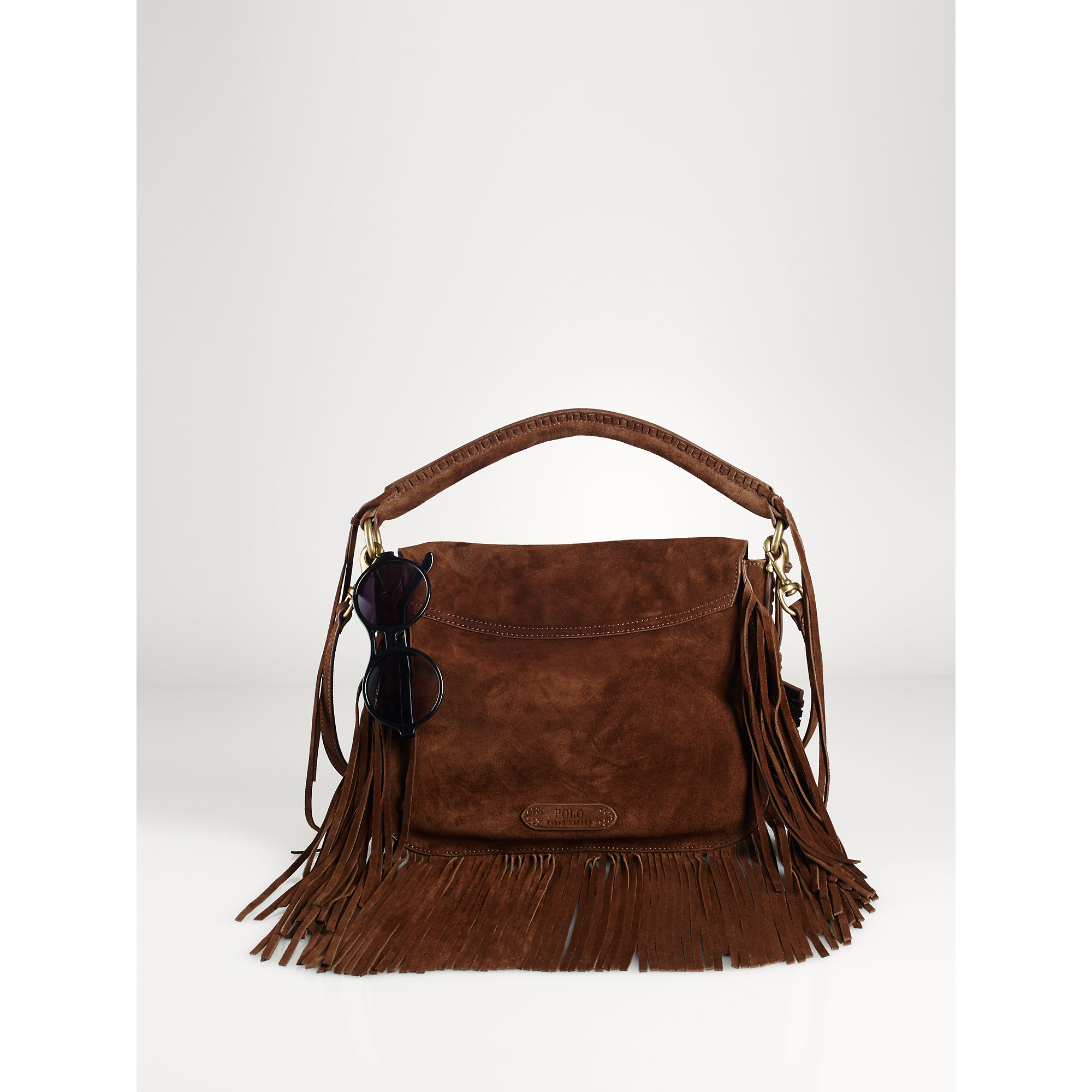 Polo ralph lauren Fringed Suede Saddle Bag in Brown Lyst