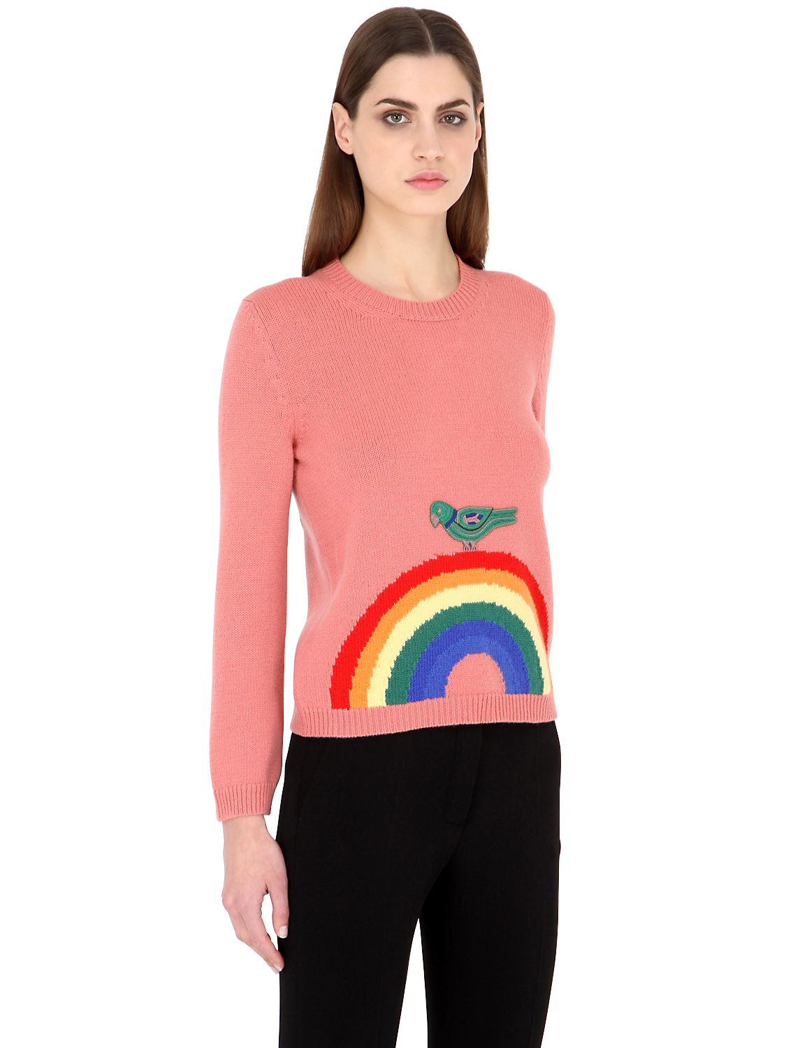 Gucci Rainbow Fine Merino Wool Sweater in Pink Lyst