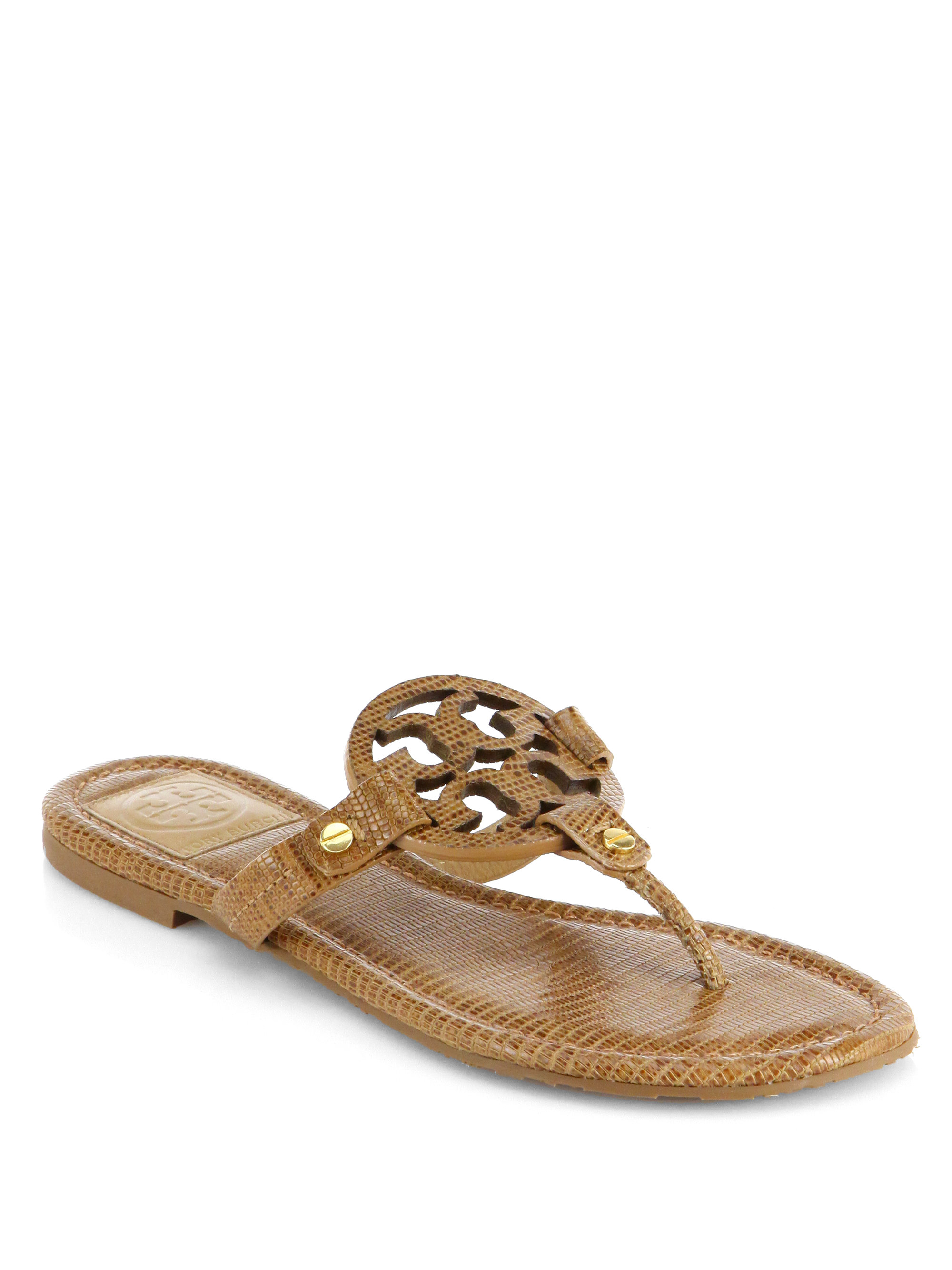 Tory Burch Miller Lizardembossed Leather Thong Sandals in Animal (CLAY ...