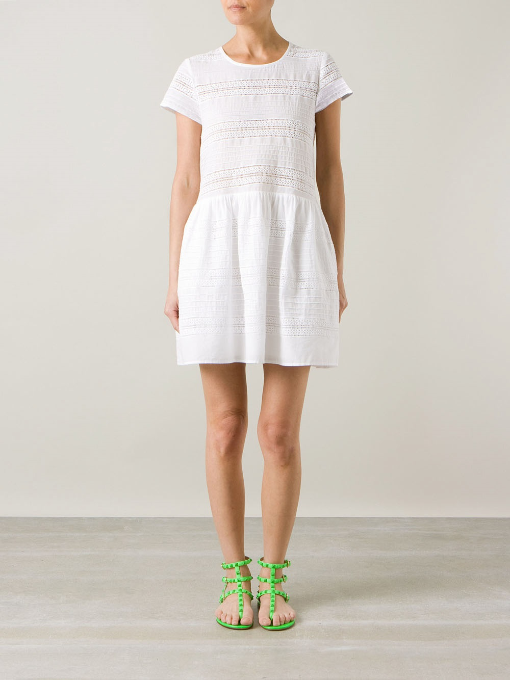 Sea Broderie Anglaise Shift Dress in White | Lyst UK