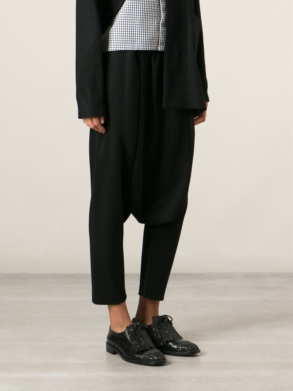 Comme des Garçons Drop Crotch Track Pants in Black - Lyst