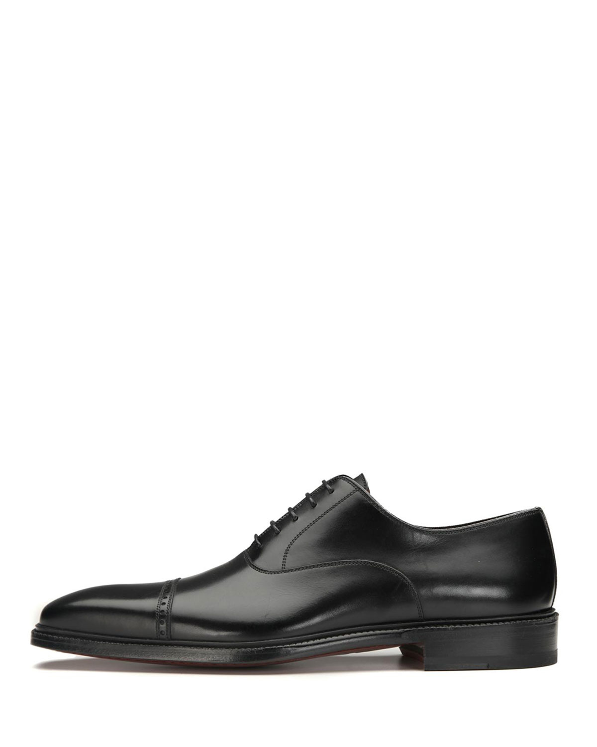 Lyst - Neiman Marcus Cap-toe Leather Oxford Shoe in Black for Men