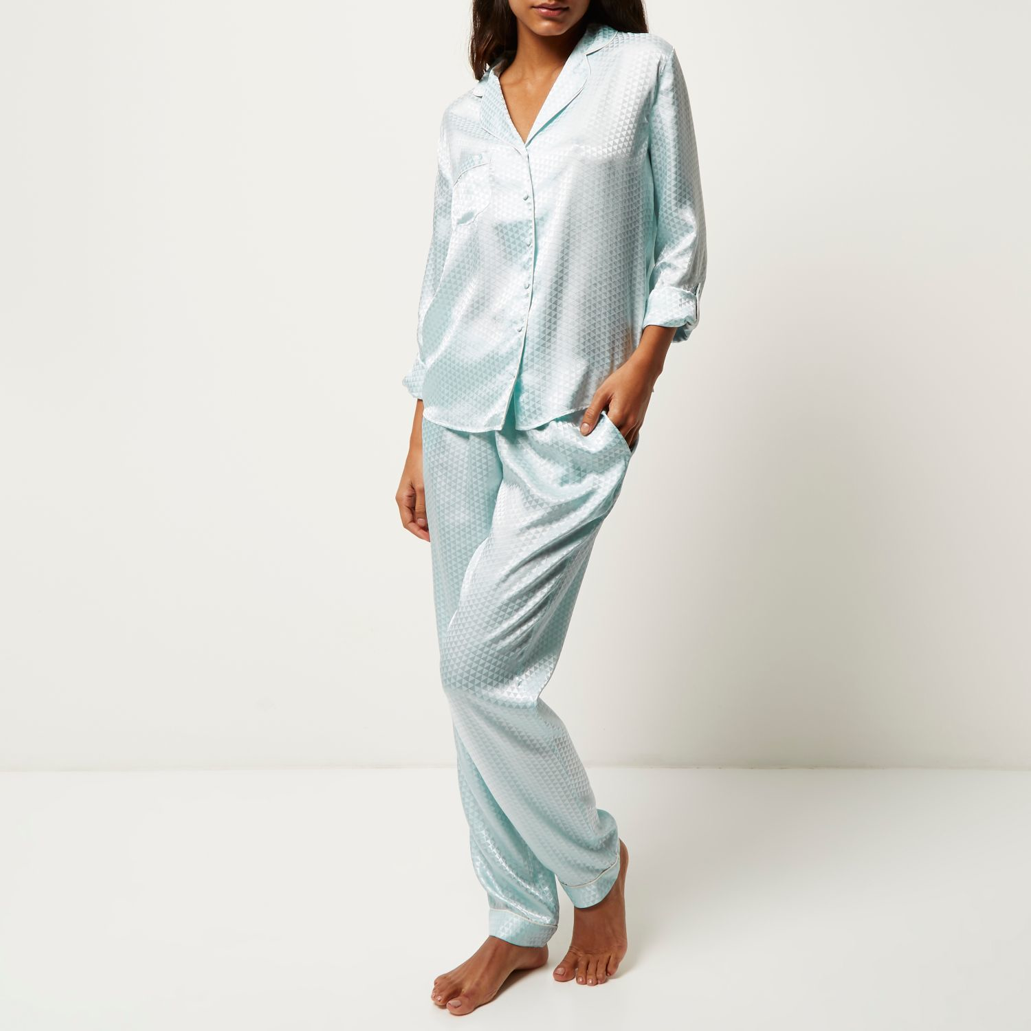 baby blue silk pyjamas