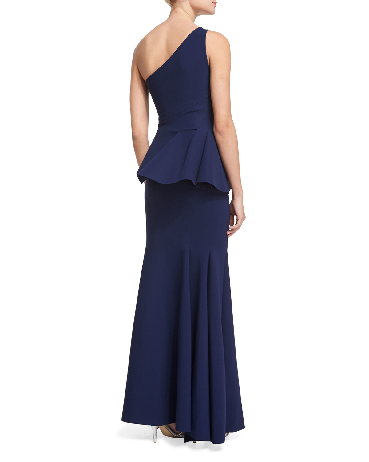 La petite robe di chiara boni Desy One-shoulder Peplum Gown in Blue | Lyst