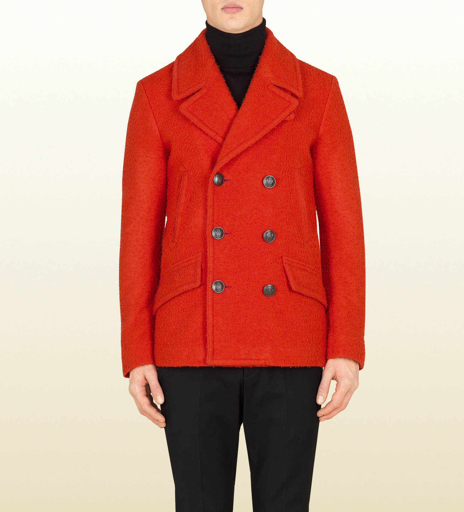 Lyst Gucci Orange Casentino Wool Peacoat in Orange for Men