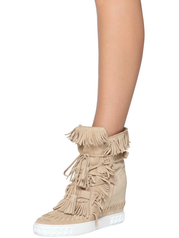 fringe wedge sneakers