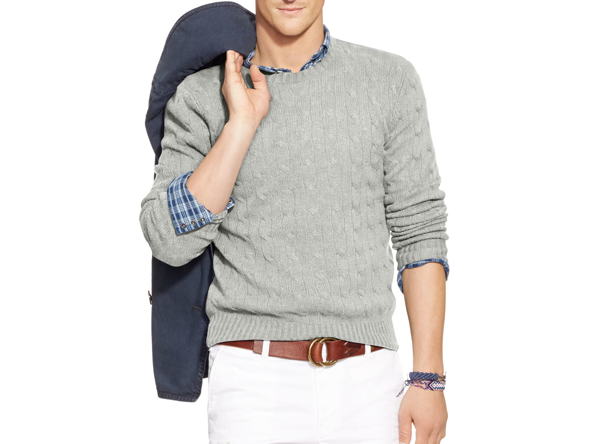 Ralph lauren Polo Cable-knit Cashmere Sweater in Gray (Fawn Grey ...