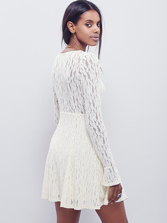 Free People Lacey Fit And Flare Dress in Natural - Lyst
