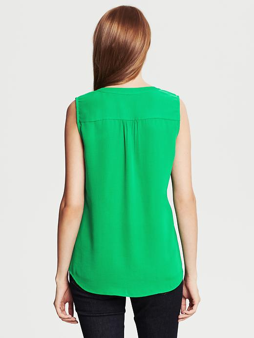 Banana republic Shirred Sleeveless Top Emerald in Green (Emerald) | Lyst