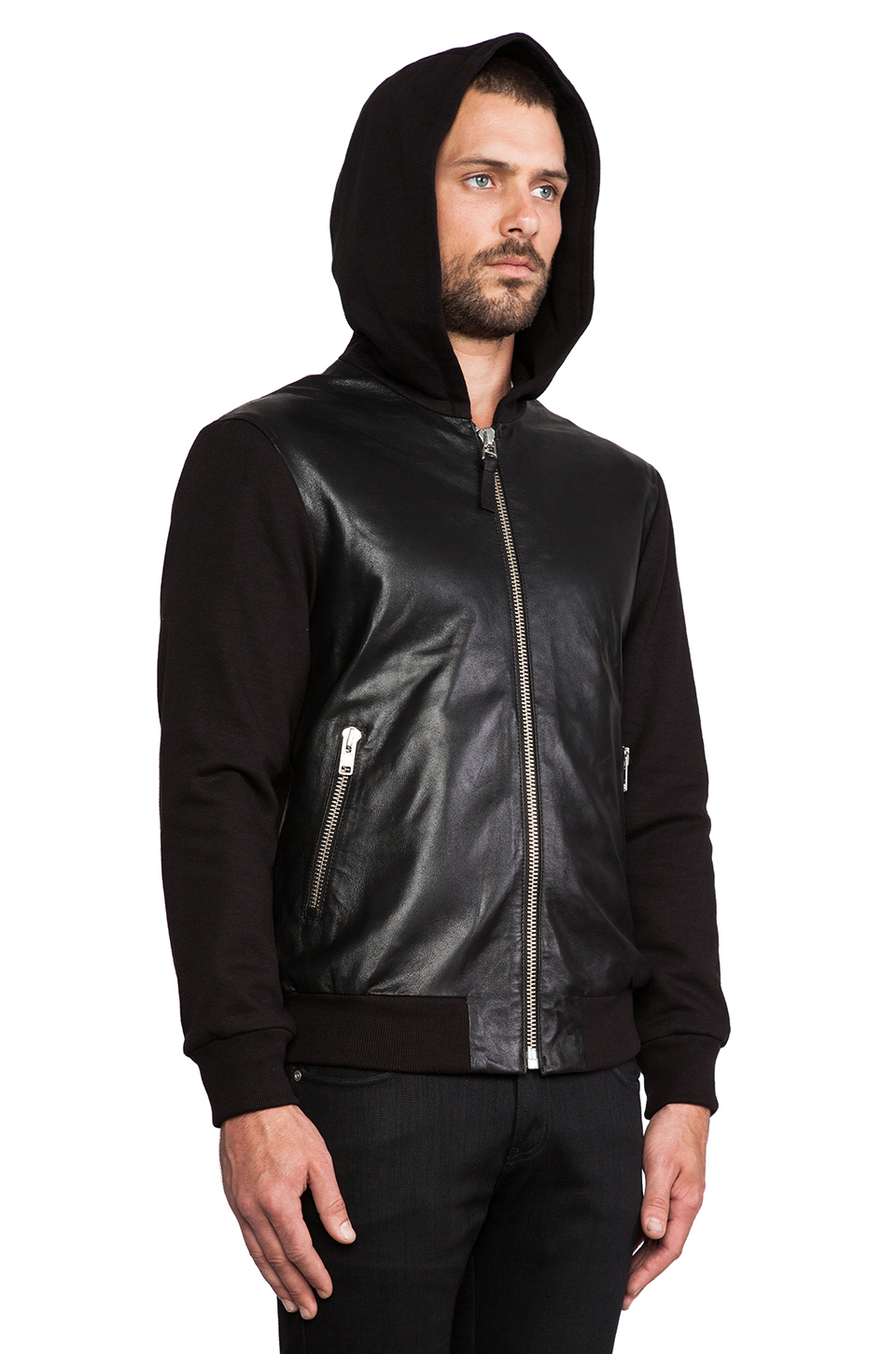 Mackage Elvin Leather Hoodie in Black for Men - Lyst