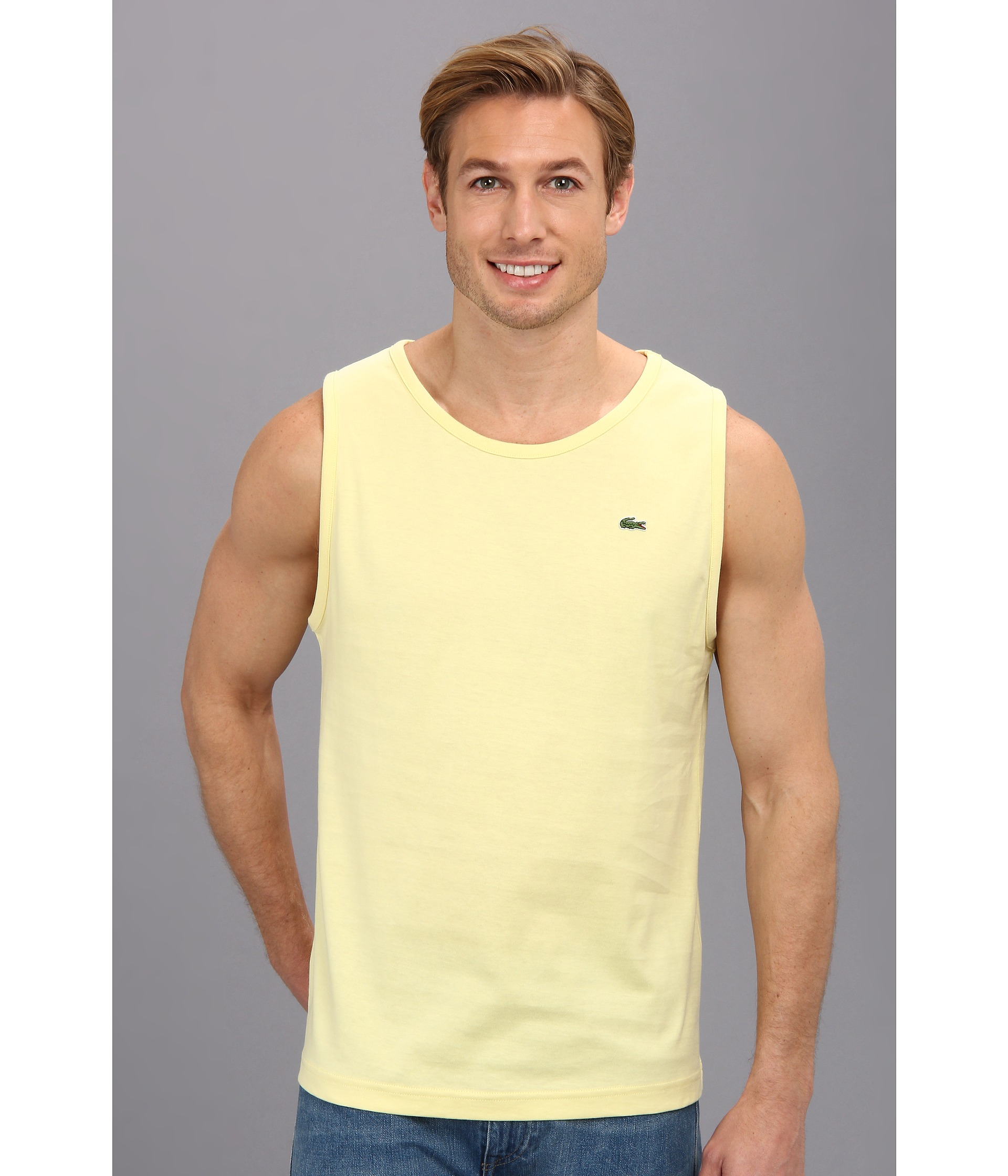 Lacoste Cotton Jersey Tank Top Yellow for Lyst