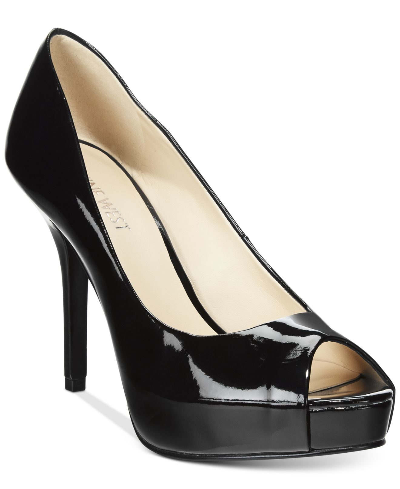 nine west svart patent pumps top 