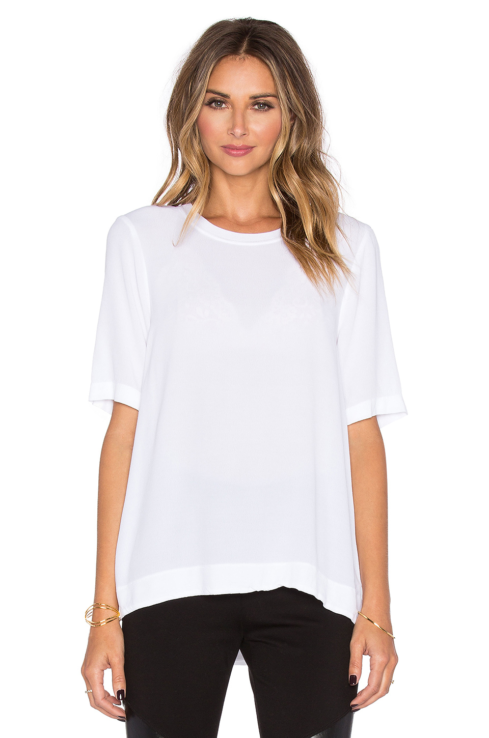 Enza costa Short Sleeve Trapeze Top in White | Lyst
