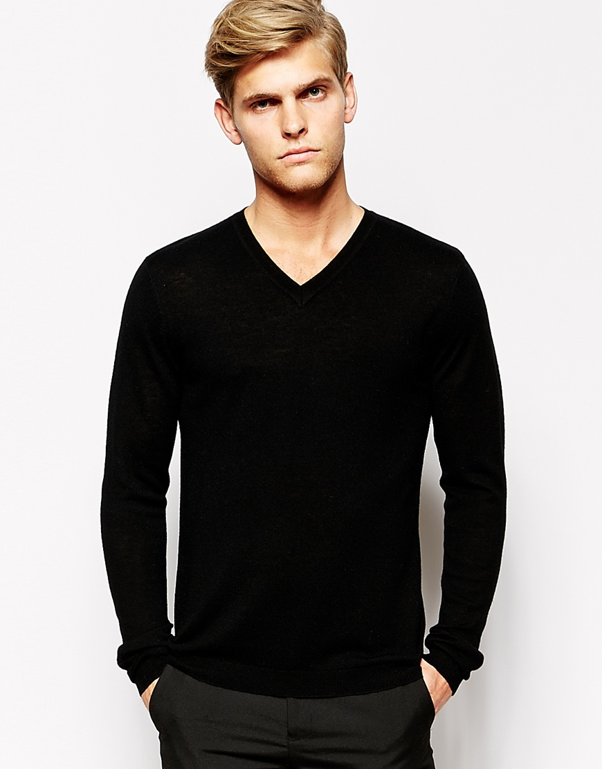 black men's v neck jumper