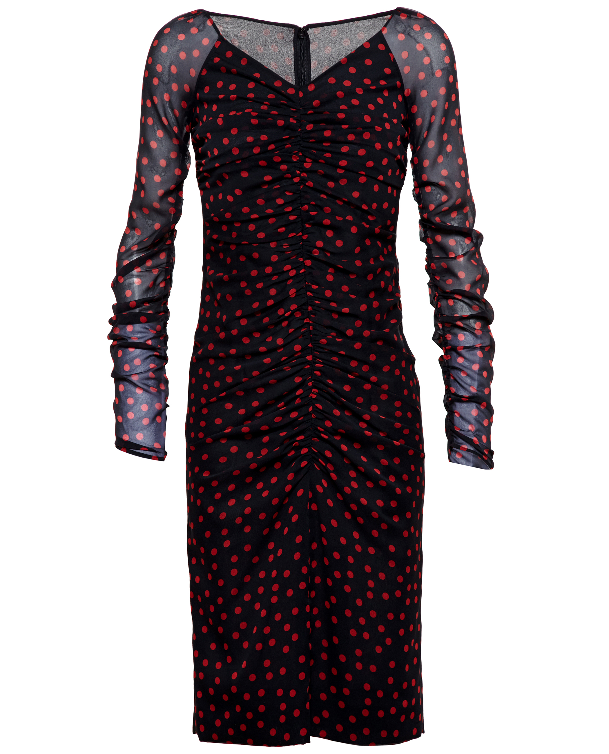 Dolce & Gabbana Ruched Silk Polka Dot Dress in Black Red (Black) - Lyst