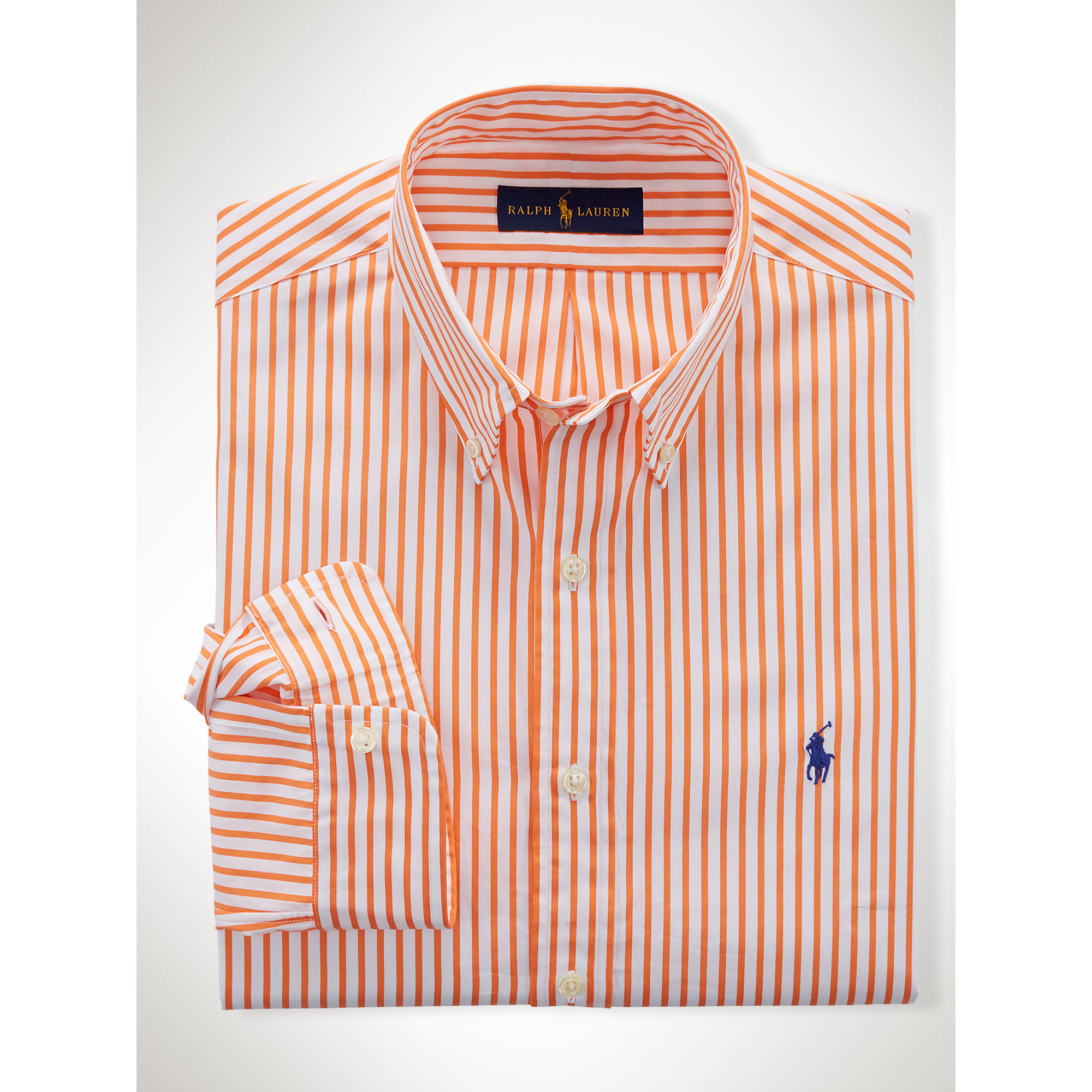 Polo Ralph Lauren Slim-Fit Striped Poplin Shirt in Orange for Men ...