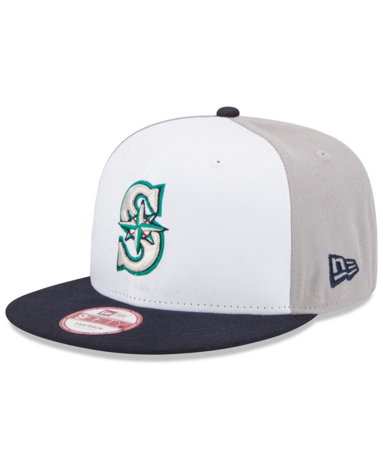 New Era Men's White and Royal Seattle Mariners Crest 9FIFTY Snapback Hat