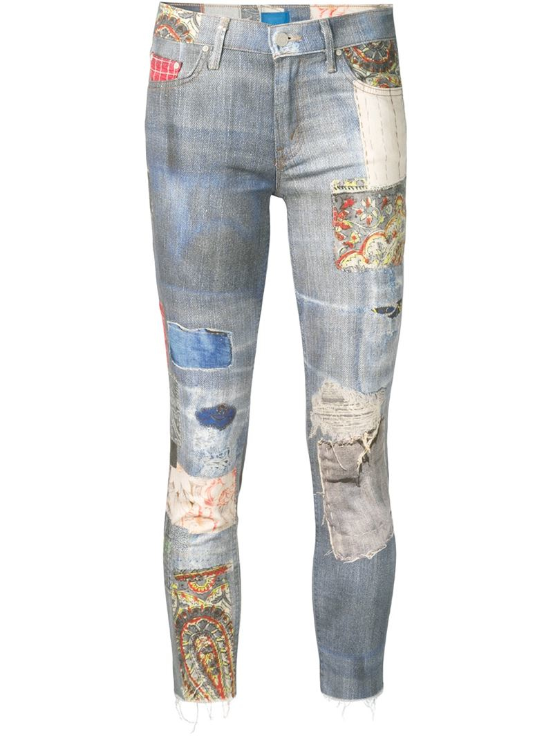 Lyst - Mother Patchwork Jeans in Blue