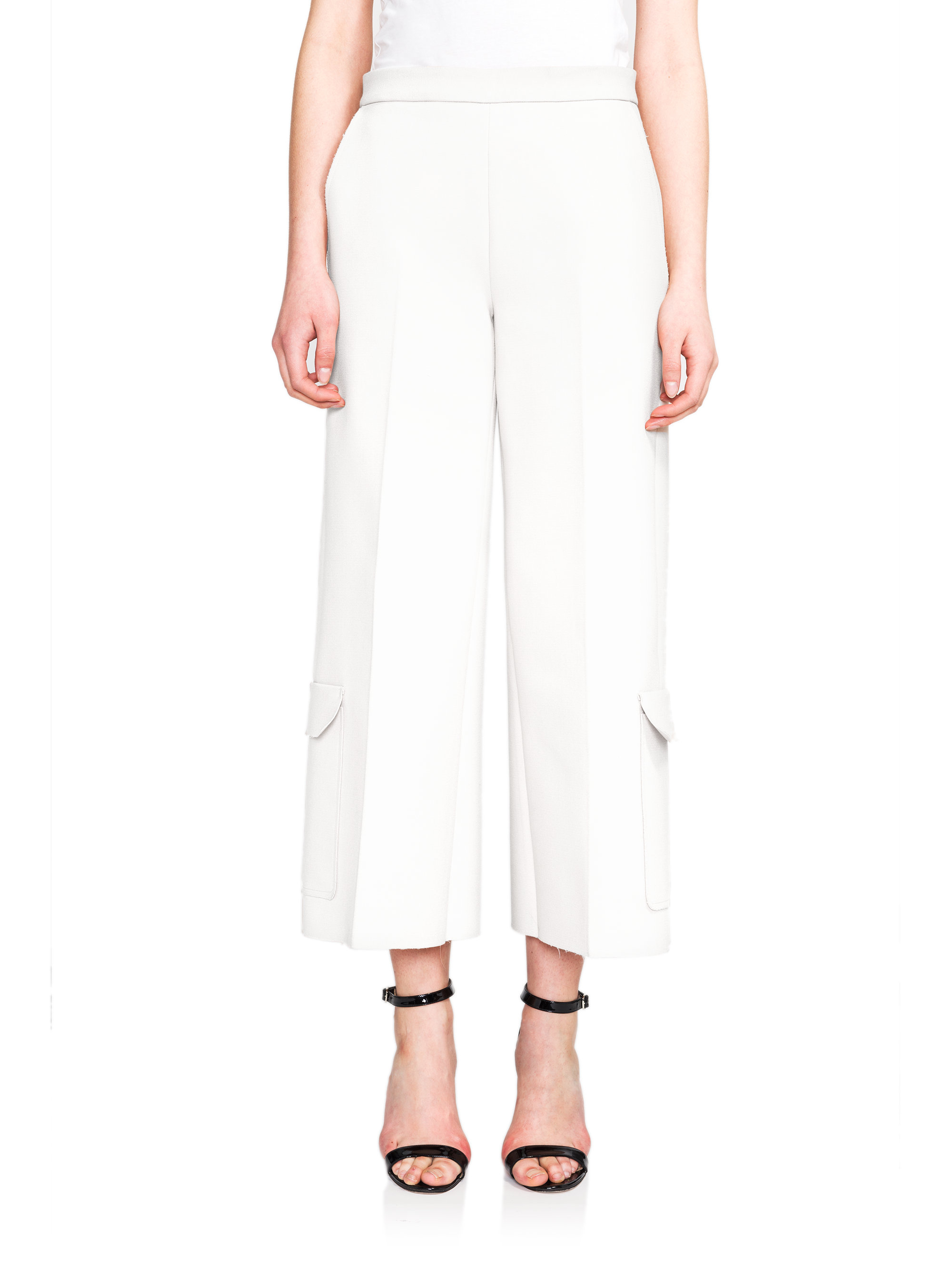 White cropped wide leg trousers Clearance