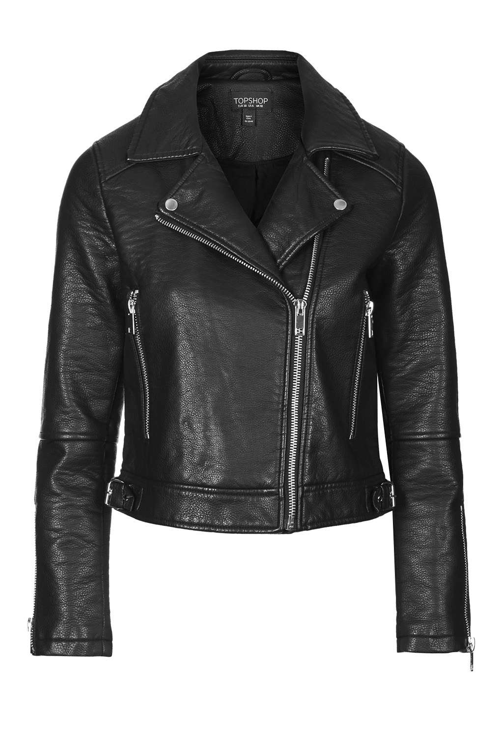 TOPSHOP Faux Leather Biker Jacket in Black - Lyst