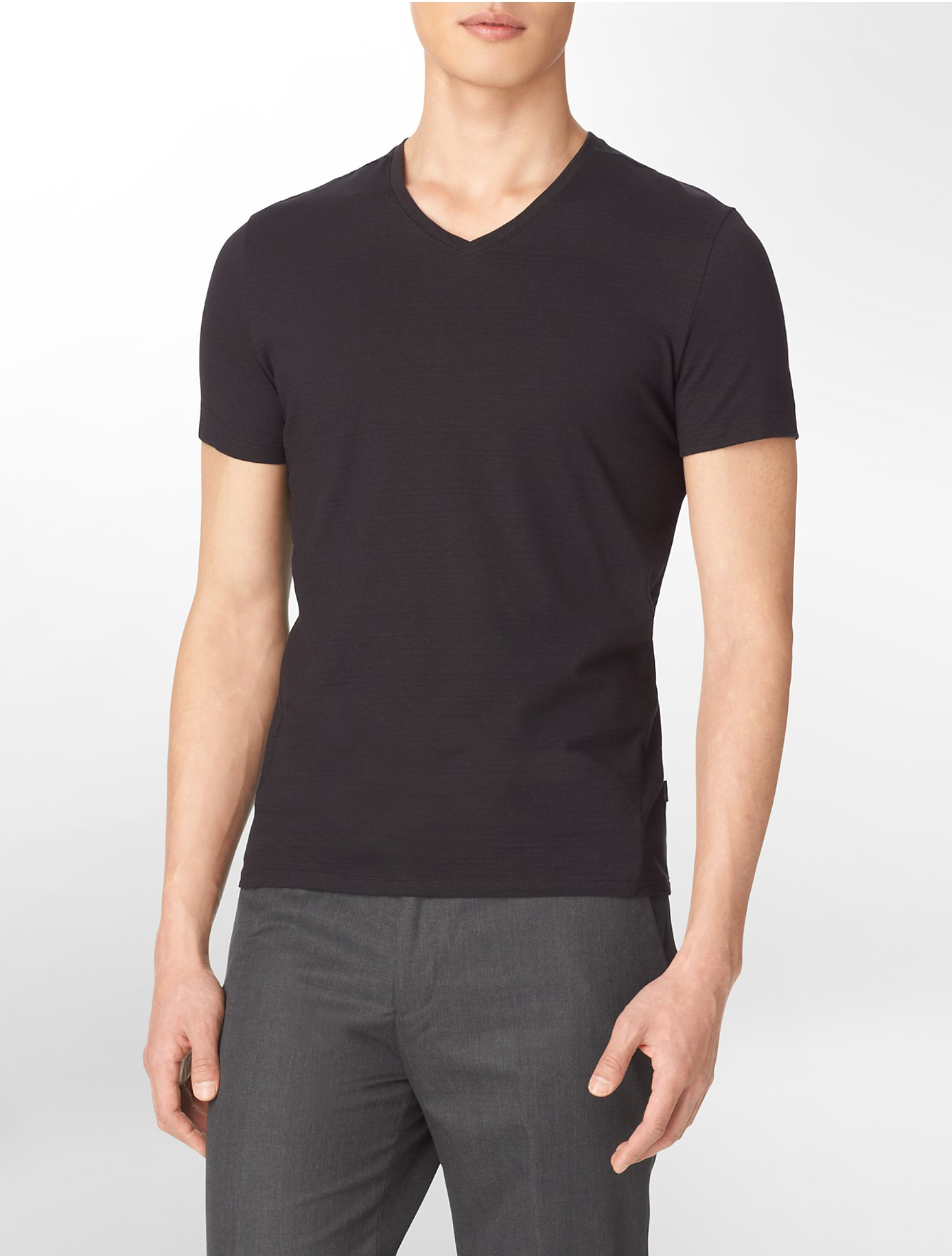 Calvin klein slim fit v neck t shirts in black - Calvin klein slim